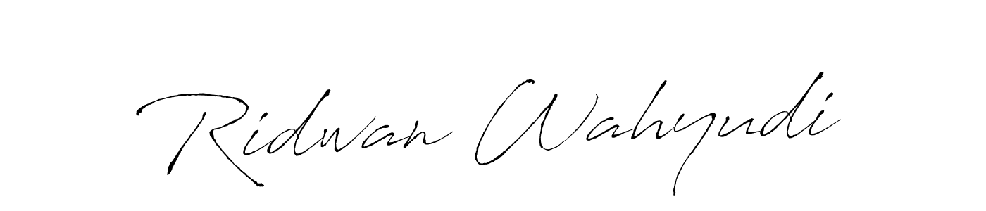 How to make Ridwan Wahyudi name signature. Use Antro_Vectra style for creating short signs online. This is the latest handwritten sign. Ridwan Wahyudi signature style 6 images and pictures png