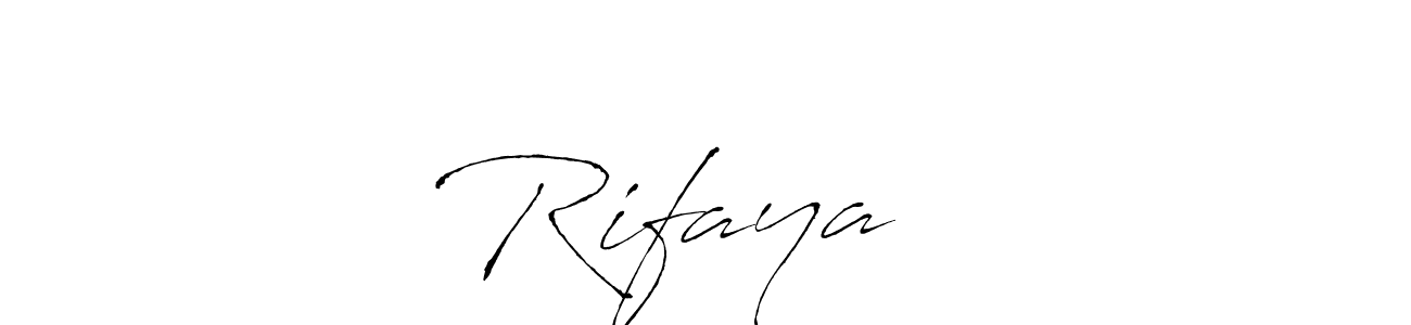 How to make Rifaya ❤️ name signature. Use Antro_Vectra style for creating short signs online. This is the latest handwritten sign. Rifaya ❤️ signature style 6 images and pictures png