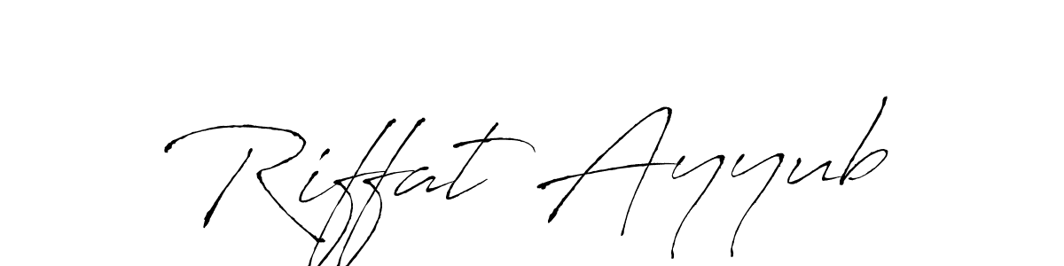 Make a beautiful signature design for name Riffat Ayyub. With this signature (Antro_Vectra) style, you can create a handwritten signature for free. Riffat Ayyub signature style 6 images and pictures png