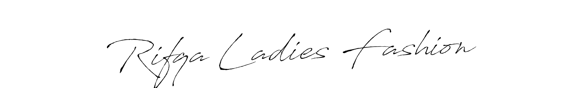 How to make Rifqa Ladies Fashion name signature. Use Antro_Vectra style for creating short signs online. This is the latest handwritten sign. Rifqa Ladies Fashion signature style 6 images and pictures png