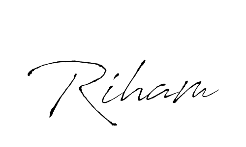 Design your own signature with our free online signature maker. With this signature software, you can create a handwritten (Antro_Vectra) signature for name Riham. Riham signature style 6 images and pictures png