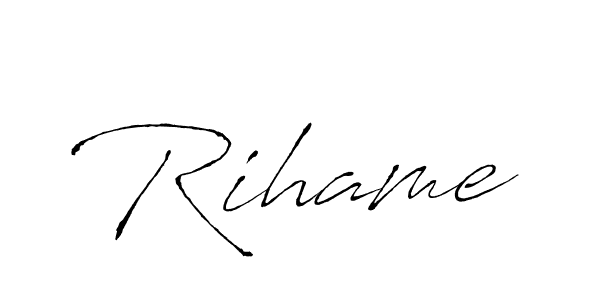 Antro_Vectra is a professional signature style that is perfect for those who want to add a touch of class to their signature. It is also a great choice for those who want to make their signature more unique. Get Rihame name to fancy signature for free. Rihame signature style 6 images and pictures png