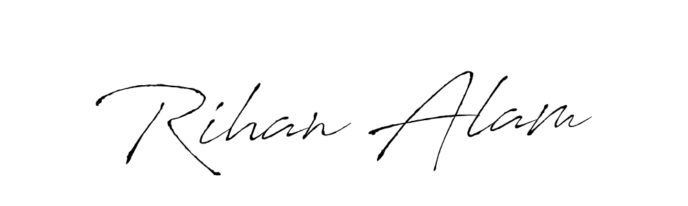 How to make Rihan Alam name signature. Use Antro_Vectra style for creating short signs online. This is the latest handwritten sign. Rihan Alam signature style 6 images and pictures png