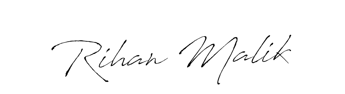 Antro_Vectra is a professional signature style that is perfect for those who want to add a touch of class to their signature. It is also a great choice for those who want to make their signature more unique. Get Rihan Malik name to fancy signature for free. Rihan Malik signature style 6 images and pictures png