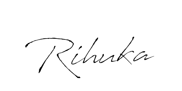 Make a beautiful signature design for name Rihuka. With this signature (Antro_Vectra) style, you can create a handwritten signature for free. Rihuka signature style 6 images and pictures png