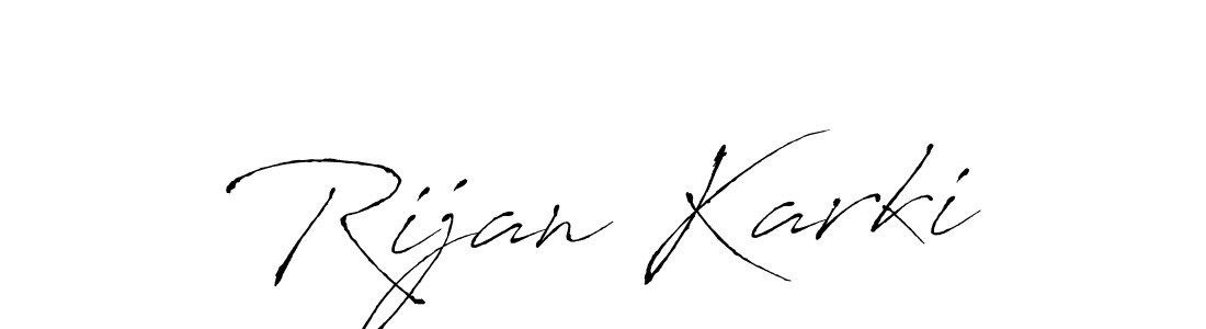 How to make Rijan Karki name signature. Use Antro_Vectra style for creating short signs online. This is the latest handwritten sign. Rijan Karki signature style 6 images and pictures png