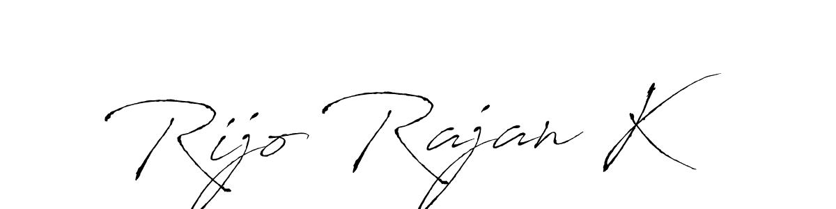 This is the best signature style for the Rijo Rajan K name. Also you like these signature font (Antro_Vectra). Mix name signature. Rijo Rajan K signature style 6 images and pictures png