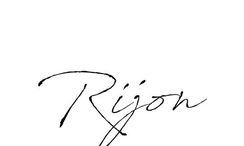 Use a signature maker to create a handwritten signature online. With this signature software, you can design (Antro_Vectra) your own signature for name Rijon. Rijon signature style 6 images and pictures png
