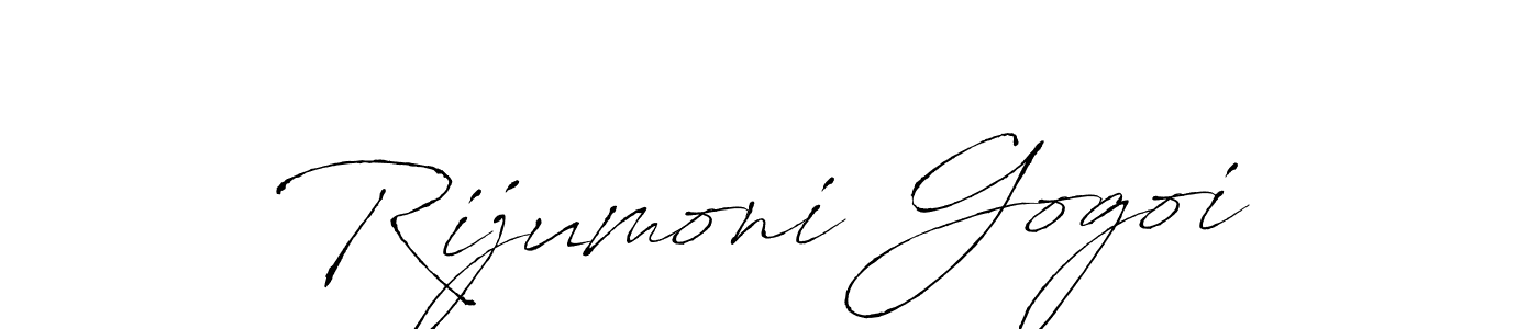 How to make Rijumoni Gogoi name signature. Use Antro_Vectra style for creating short signs online. This is the latest handwritten sign. Rijumoni Gogoi signature style 6 images and pictures png