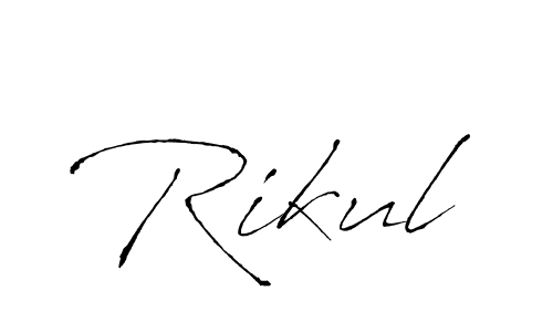 Use a signature maker to create a handwritten signature online. With this signature software, you can design (Antro_Vectra) your own signature for name Rikul. Rikul signature style 6 images and pictures png