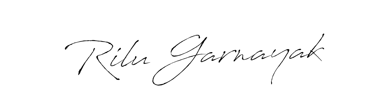 How to make Rilu Garnayak name signature. Use Antro_Vectra style for creating short signs online. This is the latest handwritten sign. Rilu Garnayak signature style 6 images and pictures png