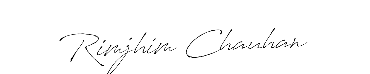 How to make Rimjhim Chauhan name signature. Use Antro_Vectra style for creating short signs online. This is the latest handwritten sign. Rimjhim Chauhan signature style 6 images and pictures png