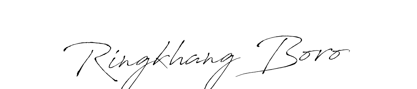 How to make Ringkhang Boro name signature. Use Antro_Vectra style for creating short signs online. This is the latest handwritten sign. Ringkhang Boro signature style 6 images and pictures png