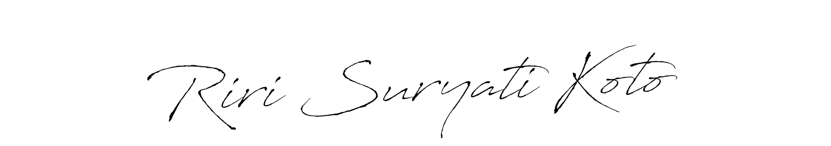 Make a beautiful signature design for name Riri Suryati Koto. With this signature (Antro_Vectra) style, you can create a handwritten signature for free. Riri Suryati Koto signature style 6 images and pictures png