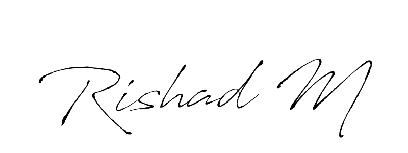 Create a beautiful signature design for name Rishad M. With this signature (Antro_Vectra) fonts, you can make a handwritten signature for free. Rishad M signature style 6 images and pictures png