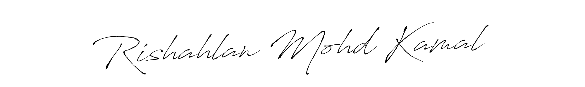 This is the best signature style for the Rishahlan Mohd Kamal name. Also you like these signature font (Antro_Vectra). Mix name signature. Rishahlan Mohd Kamal signature style 6 images and pictures png