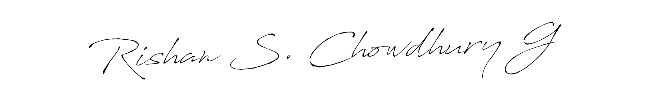 The best way (Antro_Vectra) to make a short signature is to pick only two or three words in your name. The name Rishan S. Chowdhury G include a total of six letters. For converting this name. Rishan S. Chowdhury G signature style 6 images and pictures png