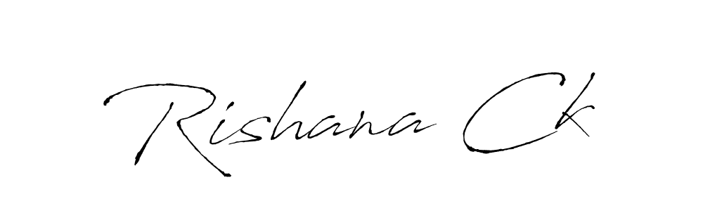 Antro_Vectra is a professional signature style that is perfect for those who want to add a touch of class to their signature. It is also a great choice for those who want to make their signature more unique. Get Rishana Ck name to fancy signature for free. Rishana Ck signature style 6 images and pictures png