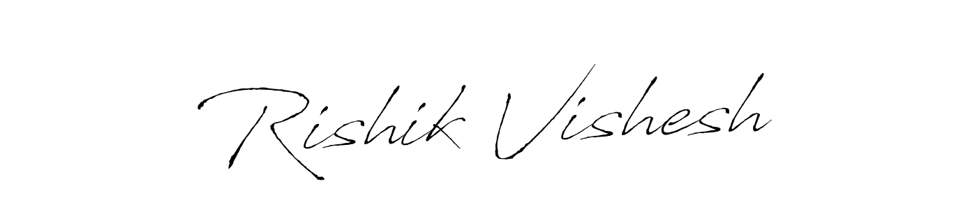 How to make Rishik Vishesh name signature. Use Antro_Vectra style for creating short signs online. This is the latest handwritten sign. Rishik Vishesh signature style 6 images and pictures png