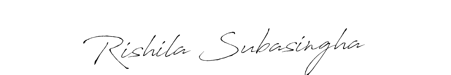 How to make Rishila Subasingha name signature. Use Antro_Vectra style for creating short signs online. This is the latest handwritten sign. Rishila Subasingha signature style 6 images and pictures png