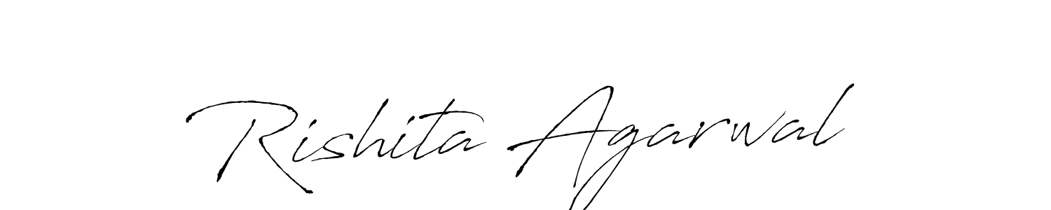 How to make Rishita Agarwal name signature. Use Antro_Vectra style for creating short signs online. This is the latest handwritten sign. Rishita Agarwal signature style 6 images and pictures png