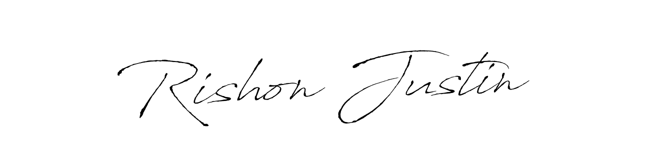 Also You can easily find your signature by using the search form. We will create Rishon Justin name handwritten signature images for you free of cost using Antro_Vectra sign style. Rishon Justin signature style 6 images and pictures png