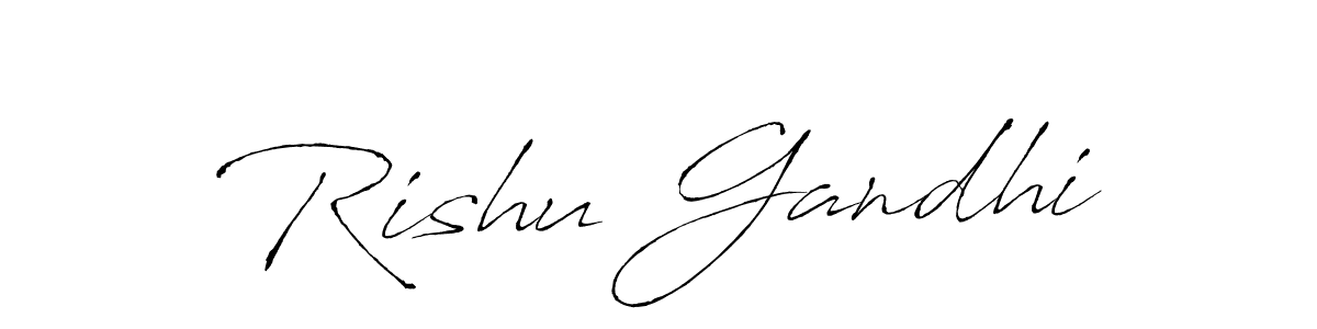 How to make Rishu Gandhi name signature. Use Antro_Vectra style for creating short signs online. This is the latest handwritten sign. Rishu Gandhi signature style 6 images and pictures png