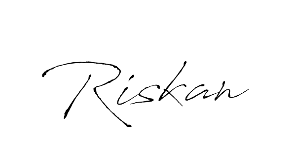 Use a signature maker to create a handwritten signature online. With this signature software, you can design (Antro_Vectra) your own signature for name Riskan. Riskan signature style 6 images and pictures png