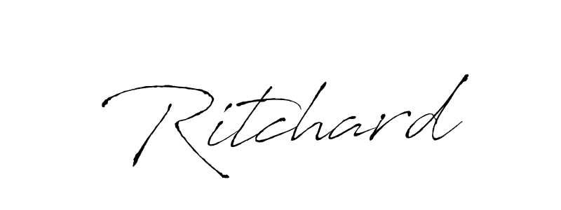 Use a signature maker to create a handwritten signature online. With this signature software, you can design (Antro_Vectra) your own signature for name Ritchard. Ritchard signature style 6 images and pictures png