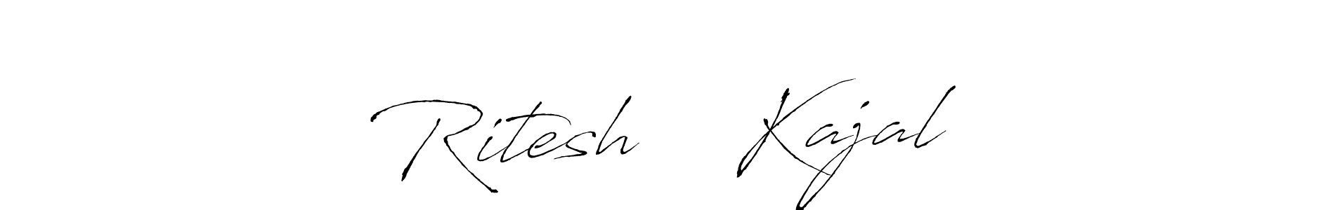 How to make Ritesh ♥️ Kajal signature? Antro_Vectra is a professional autograph style. Create handwritten signature for Ritesh ♥️ Kajal name. Ritesh ♥️ Kajal signature style 6 images and pictures png