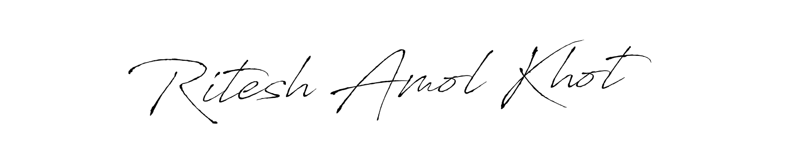 Antro_Vectra is a professional signature style that is perfect for those who want to add a touch of class to their signature. It is also a great choice for those who want to make their signature more unique. Get Ritesh Amol Khot name to fancy signature for free. Ritesh Amol Khot signature style 6 images and pictures png