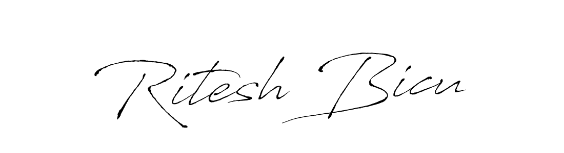 How to make Ritesh Bicu signature? Antro_Vectra is a professional autograph style. Create handwritten signature for Ritesh Bicu name. Ritesh Bicu signature style 6 images and pictures png