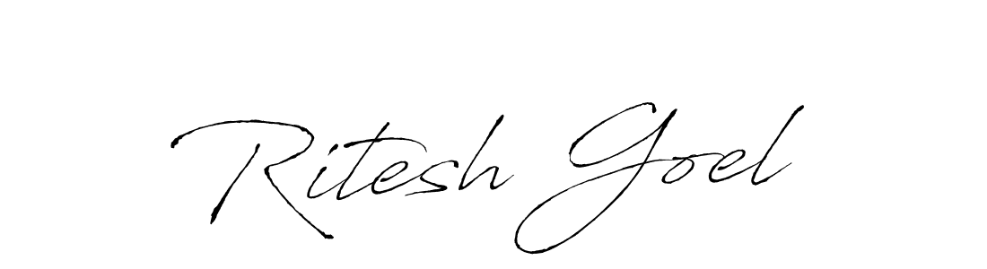 How to make Ritesh Goel name signature. Use Antro_Vectra style for creating short signs online. This is the latest handwritten sign. Ritesh Goel signature style 6 images and pictures png