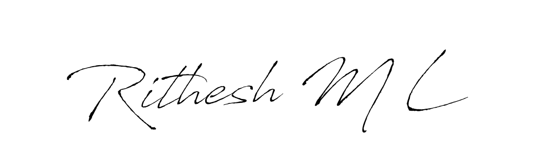 Also You can easily find your signature by using the search form. We will create Rithesh M L name handwritten signature images for you free of cost using Antro_Vectra sign style. Rithesh M L signature style 6 images and pictures png