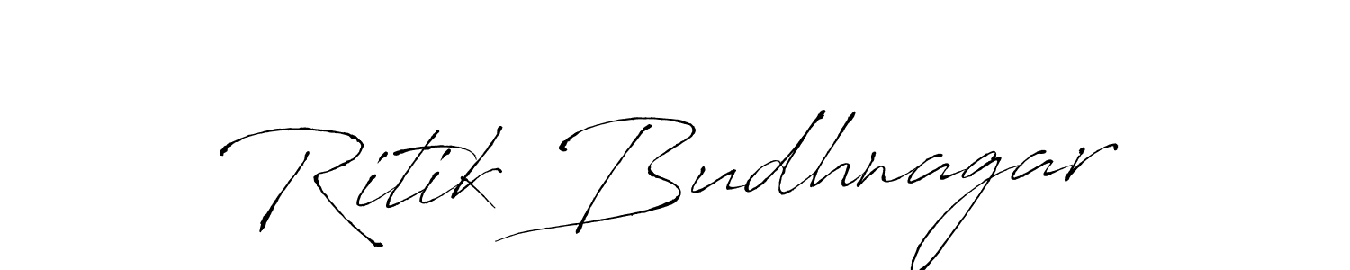 This is the best signature style for the Ritik Budhnagar name. Also you like these signature font (Antro_Vectra). Mix name signature. Ritik Budhnagar signature style 6 images and pictures png