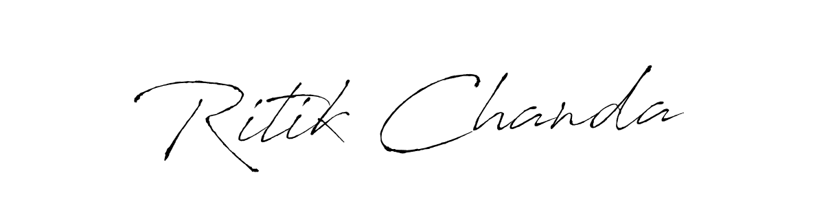 How to make Ritik Chanda name signature. Use Antro_Vectra style for creating short signs online. This is the latest handwritten sign. Ritik Chanda signature style 6 images and pictures png