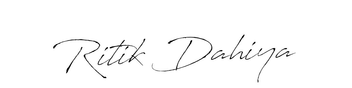 How to make Ritik Dahiya name signature. Use Antro_Vectra style for creating short signs online. This is the latest handwritten sign. Ritik Dahiya signature style 6 images and pictures png