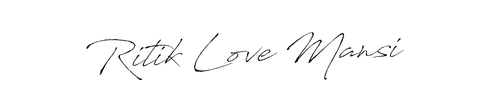 You should practise on your own different ways (Antro_Vectra) to write your name (Ritik Love Mansi) in signature. don't let someone else do it for you. Ritik Love Mansi signature style 6 images and pictures png