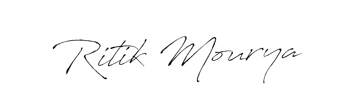 How to make Ritik Mourya name signature. Use Antro_Vectra style for creating short signs online. This is the latest handwritten sign. Ritik Mourya signature style 6 images and pictures png