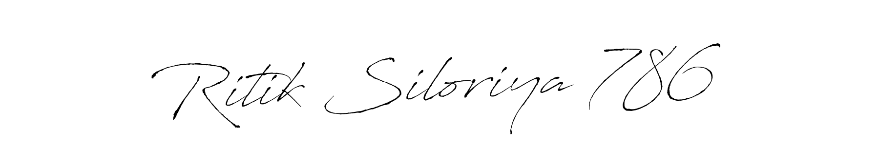 This is the best signature style for the Ritik Siloriya 786 name. Also you like these signature font (Antro_Vectra). Mix name signature. Ritik Siloriya 786 signature style 6 images and pictures png