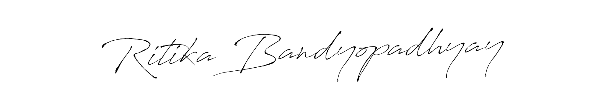 How to make Ritika Bandyopadhyay name signature. Use Antro_Vectra style for creating short signs online. This is the latest handwritten sign. Ritika Bandyopadhyay signature style 6 images and pictures png