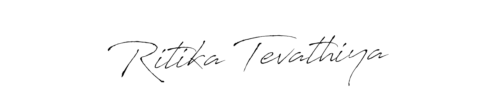 The best way (Antro_Vectra) to make a short signature is to pick only two or three words in your name. The name Ritika Tevathiya include a total of six letters. For converting this name. Ritika Tevathiya signature style 6 images and pictures png