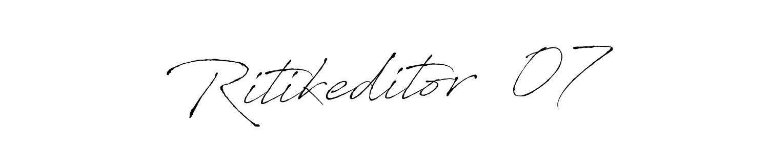 The best way (Antro_Vectra) to make a short signature is to pick only two or three words in your name. The name Ritikeditor  07 include a total of six letters. For converting this name. Ritikeditor  07 signature style 6 images and pictures png