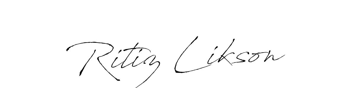 How to make Ritiz Likson name signature. Use Antro_Vectra style for creating short signs online. This is the latest handwritten sign. Ritiz Likson signature style 6 images and pictures png