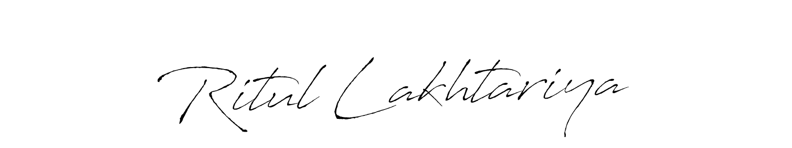 How to make Ritul Lakhtariya name signature. Use Antro_Vectra style for creating short signs online. This is the latest handwritten sign. Ritul Lakhtariya signature style 6 images and pictures png