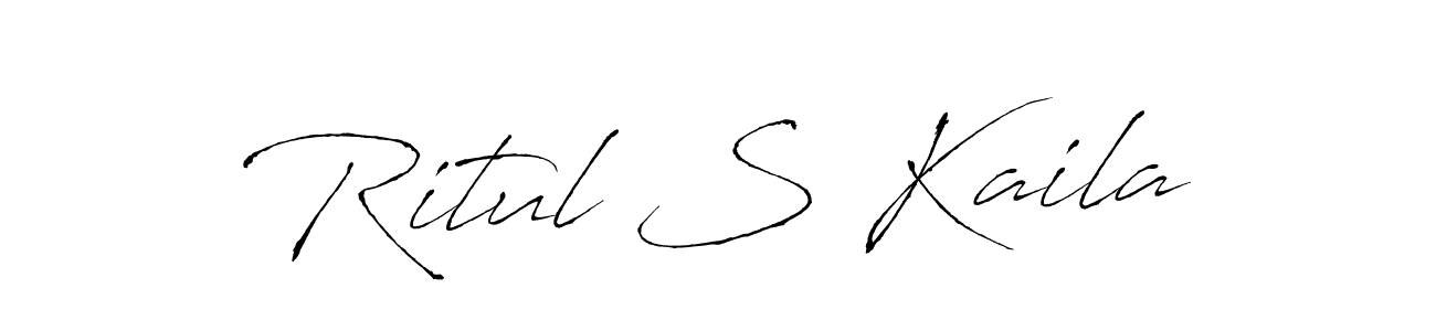 How to make Ritul S Kaila name signature. Use Antro_Vectra style for creating short signs online. This is the latest handwritten sign. Ritul S Kaila signature style 6 images and pictures png