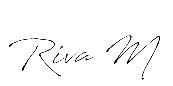 How to make Riva M name signature. Use Antro_Vectra style for creating short signs online. This is the latest handwritten sign. Riva M signature style 6 images and pictures png