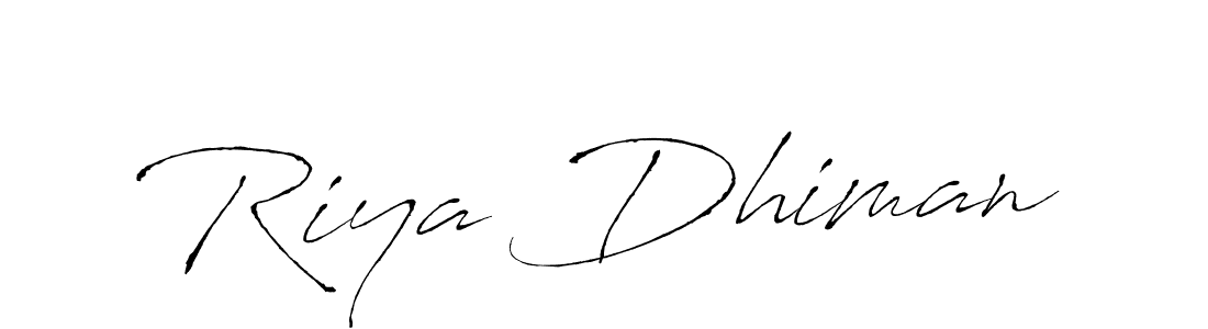 How to make Riya Dhiman signature? Antro_Vectra is a professional autograph style. Create handwritten signature for Riya Dhiman name. Riya Dhiman signature style 6 images and pictures png