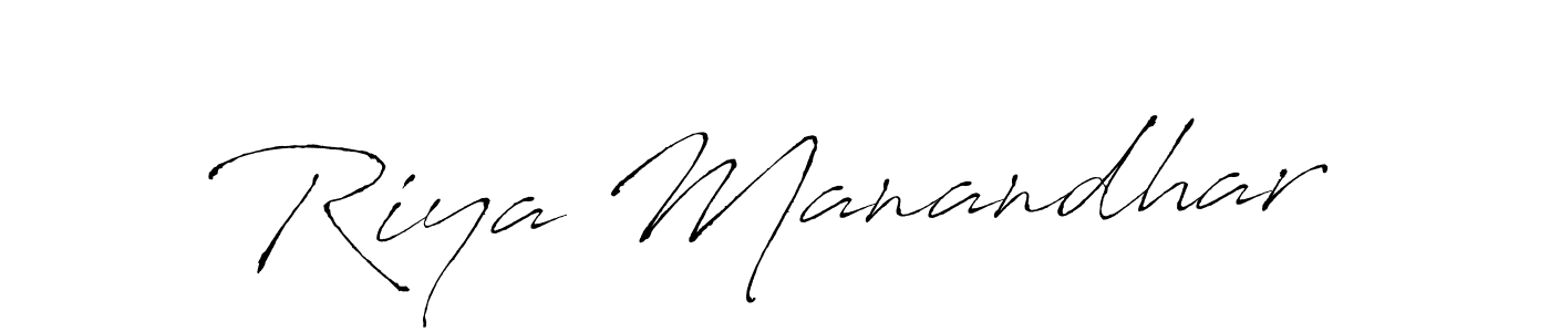 Make a beautiful signature design for name Riya Manandhar. With this signature (Antro_Vectra) style, you can create a handwritten signature for free. Riya Manandhar signature style 6 images and pictures png