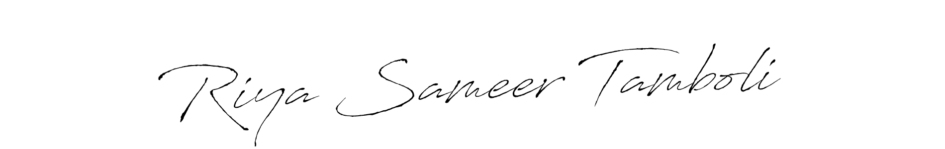 Antro_Vectra is a professional signature style that is perfect for those who want to add a touch of class to their signature. It is also a great choice for those who want to make their signature more unique. Get Riya Sameer Tamboli name to fancy signature for free. Riya Sameer Tamboli signature style 6 images and pictures png